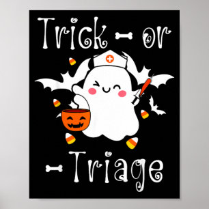 Affiche Trick Or Triage Infirmière de triage Fantôme Hallo