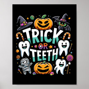 Affiche Trick Ou Dents Dentiste Halloween Dental Hygi