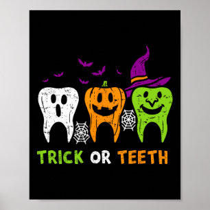 Affiche Trick Ou Dents Drôle Dental Squad Halloween Dentis
