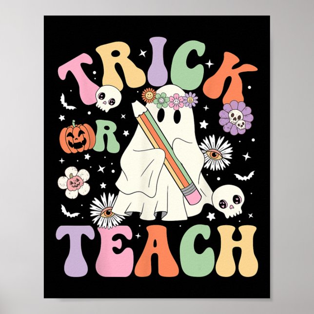 Affiche Trick Ou Enseigner Cute Enseignant Halloween Flora (Devant)