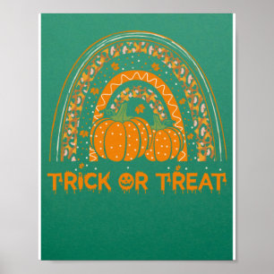 Affiche Trick Ou Treat Arc-En-Ciel Citrouille Halloween Co