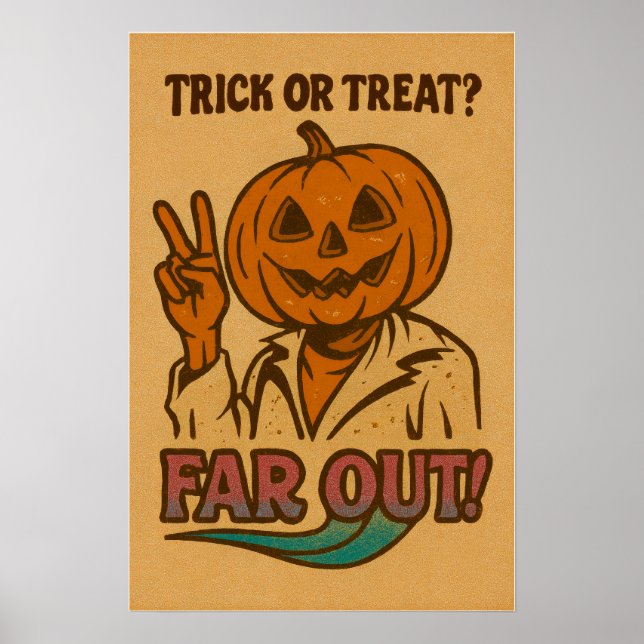 Affiche Trick ou Treat ? | Citrouille d'Halloween rétro (Devant)