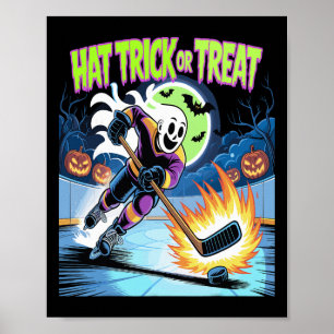 Affiche Trick ou Treat Hat Funny Hockey sur Glace Fantôme