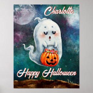 Affiche Trick ou Treat, les fantômes sont doux Halloween h