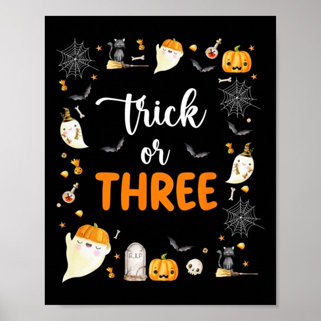 Affiche Trick Ou Trois Anniversaire Fête 3e Anniversaire É (Devant)