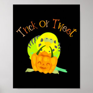 Affiche Trick Ou Tweet Parakeet Budgie Maman Oiseau Hallow