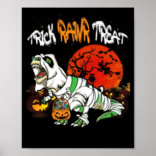 Affiche Trick Rawr Treat Halloween Dinosaur T Rex Citrouil