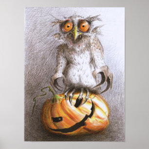 Affiche Trick très vieux ou Treat Vampire Owl