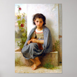 Affiche Tricot fille, Bouguereau