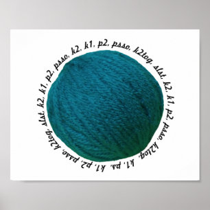 Affiche Tricot Lingo Fil Bal Artisanat Turquoise
