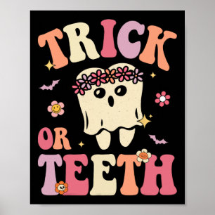 Affiche Tricot Ou Fantôme Dentaire Super Halloween Treat