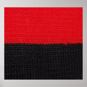 Affiche tricot rouge-noir : closeup rayé.