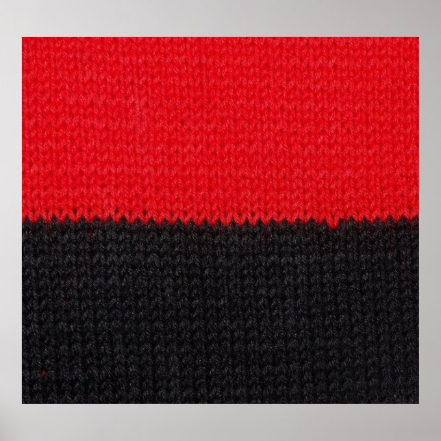 Affiche tricot rouge-noir : closeup rayé. (Devant)