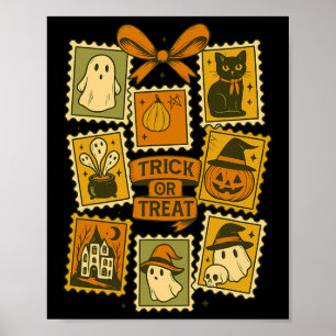 Affiche Tricoter Ou Traiter Vintage Halloween Retro Postag