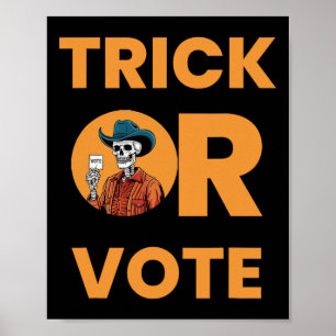 Affiche Tricoter Ou Voter Halloween Élection Vintage Cowbo