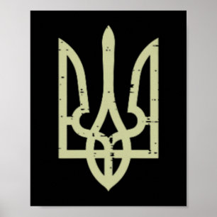 Affiche Trident armoiries ukrainiennes Symbole ukrainien T