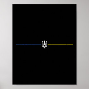 Affiche Trident Lignes d'Ukraine Blason héraldique ukraini