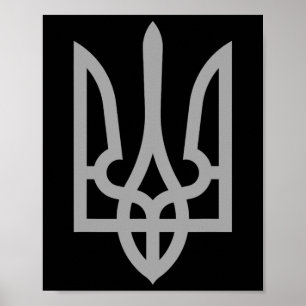 Affiche Trident Tryzub Symbole Ukraine Armoiries Logo Ukra