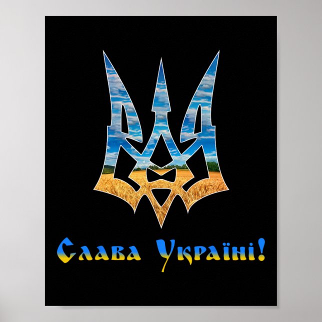 Affiche Trident ukrainien Soutenir l'Ukraine Je suis avec  (Devant)
