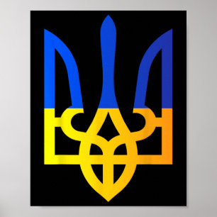 Affiche Trident ukrainien Symbole national Drapeau ukraini