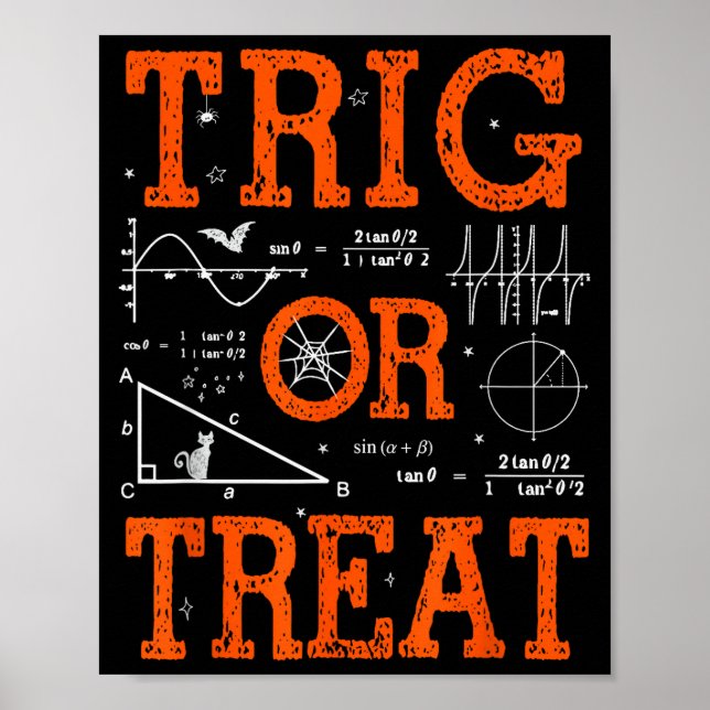 Affiche Trig ou Treat drôle de professeur de trigonométrie (Devant)