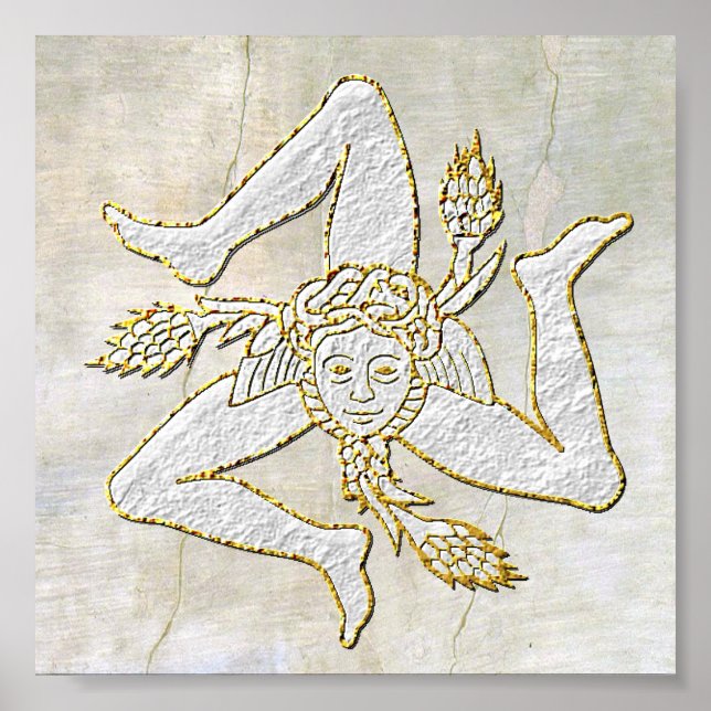 Affiche Trinacria sicilienne sur Plaster (Devant)