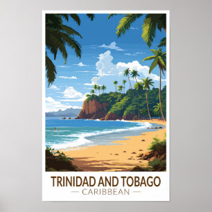 Affiche Trinité-et-Tobago Caraïbes Travel Art Vintage