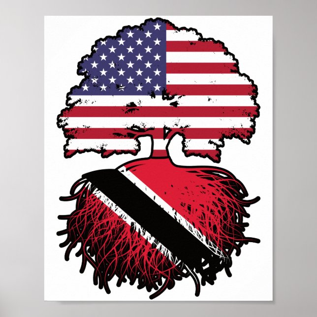 Affiche Trinité-et-Tobago Trinidadien American USA Tree (Devant)