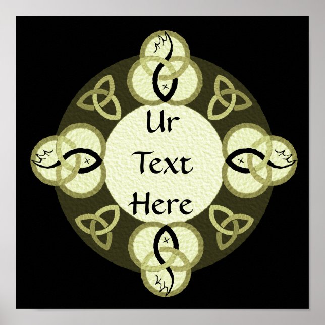 Affiche Trinity gris clair et monogramme de poisson noir (Devant)