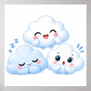 Affiche Trio d'amis nuages