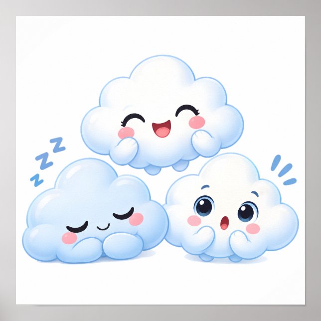 Affiche Trio d'amis nuages (Devant)