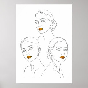 Affiche Trio d'art en ligne féminin élégant, féminin minim