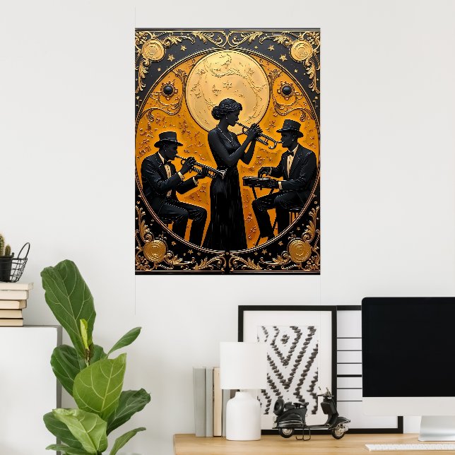 Affiche Trio de jazz de l'âge d'or (Bureau à domicile)