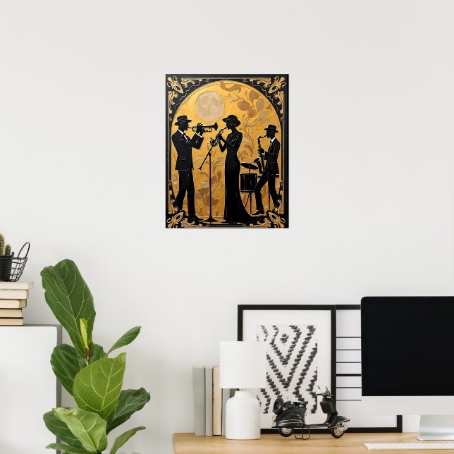 Affiche Trio de Jazz en Or (Bureau à domicile)