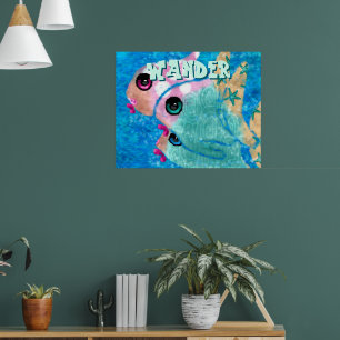Affiche Trio de poissons abstraits fantaisistes bleus pers