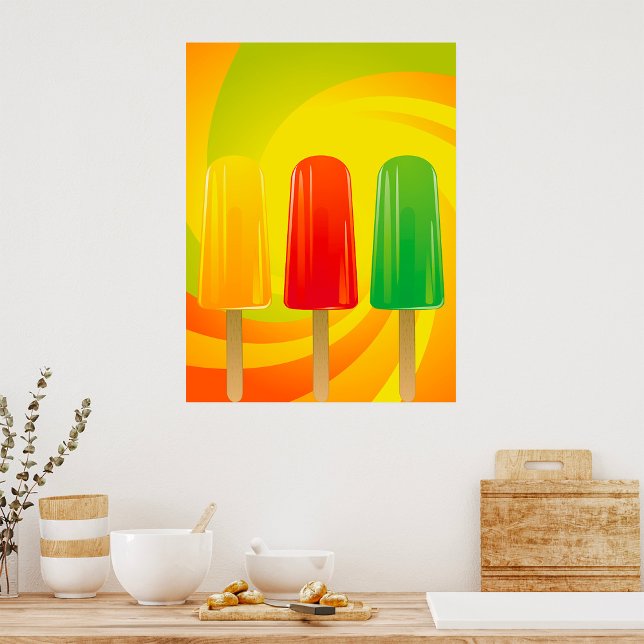 Affiche Trio de sucettes glacées d'été Popsicles lumineuse (Créateur téléchargé)