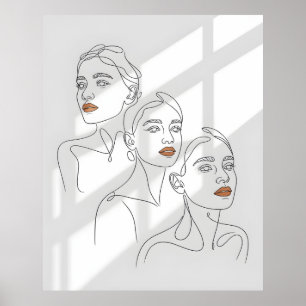 Affiche Trio Féminin en Art Linéaire