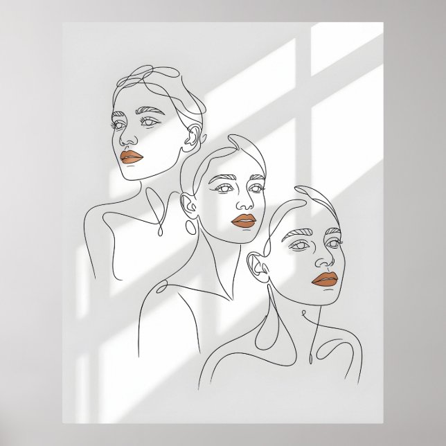 Affiche Trio Féminin en Art Linéaire (Devant)