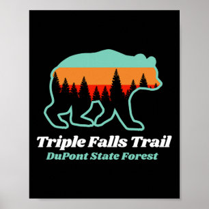 Affiche Triple Falls Trail Dupont State Forest Bear Souven