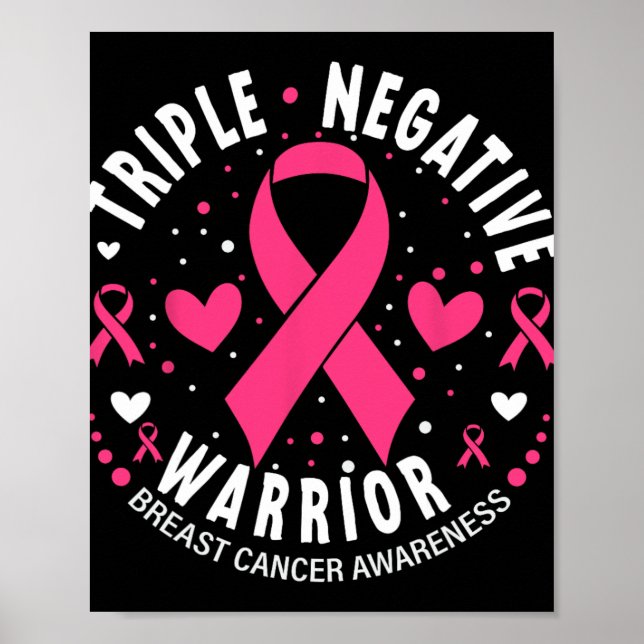 Affiche Triple guerrier négatif Coeur rose Cancer du sein  (Devant)