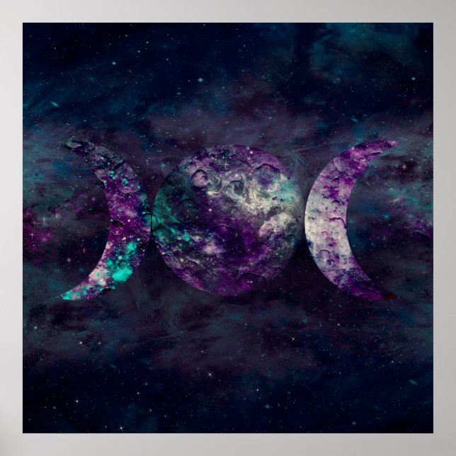Affiche Triple Lune déesse Luna Univers (Devant)