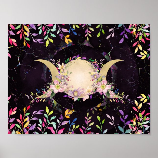 Affiche Triple Lune - Triple Déesse - Aquarelle (Devant)