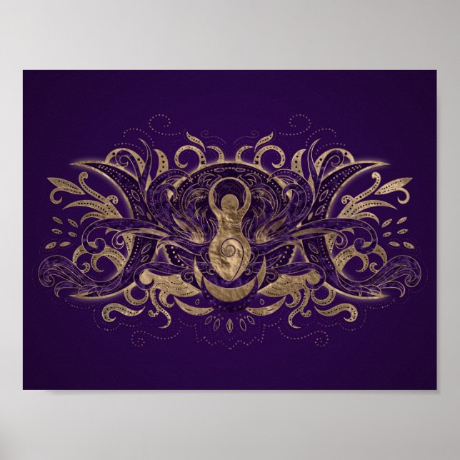 Affiche Triple Lune - Triple Déesse Violet et Or (Devant)