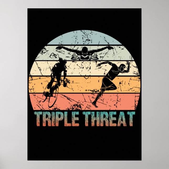 Affiche Triple Menace - Athlète de triathlon (Devant)