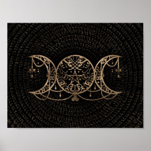 Affiche Triple Moon - Triple Goddess Gold and black