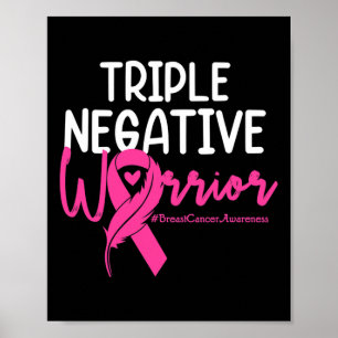 Affiche Triple Négatif Warrior Rose Ribbon Breast Cancer