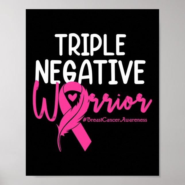Affiche Triple Négatif Warrior Rose Ribbon Breast Cancer (Devant)