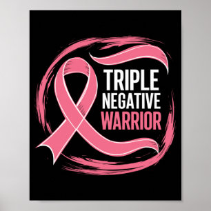 Affiche Triple Negative Warrior Ruban Rose Cancer du Sein