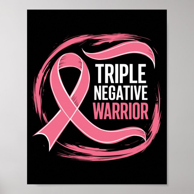 Affiche Triple Negative Warrior Ruban Rose Cancer du Sein (Devant)