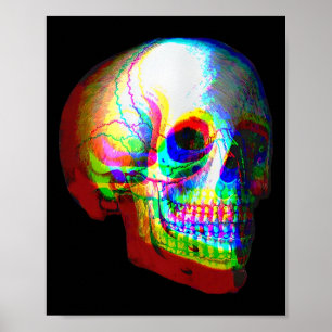 Affiche Trippé crâne Vaporwave Halloween Techno Rave Edm